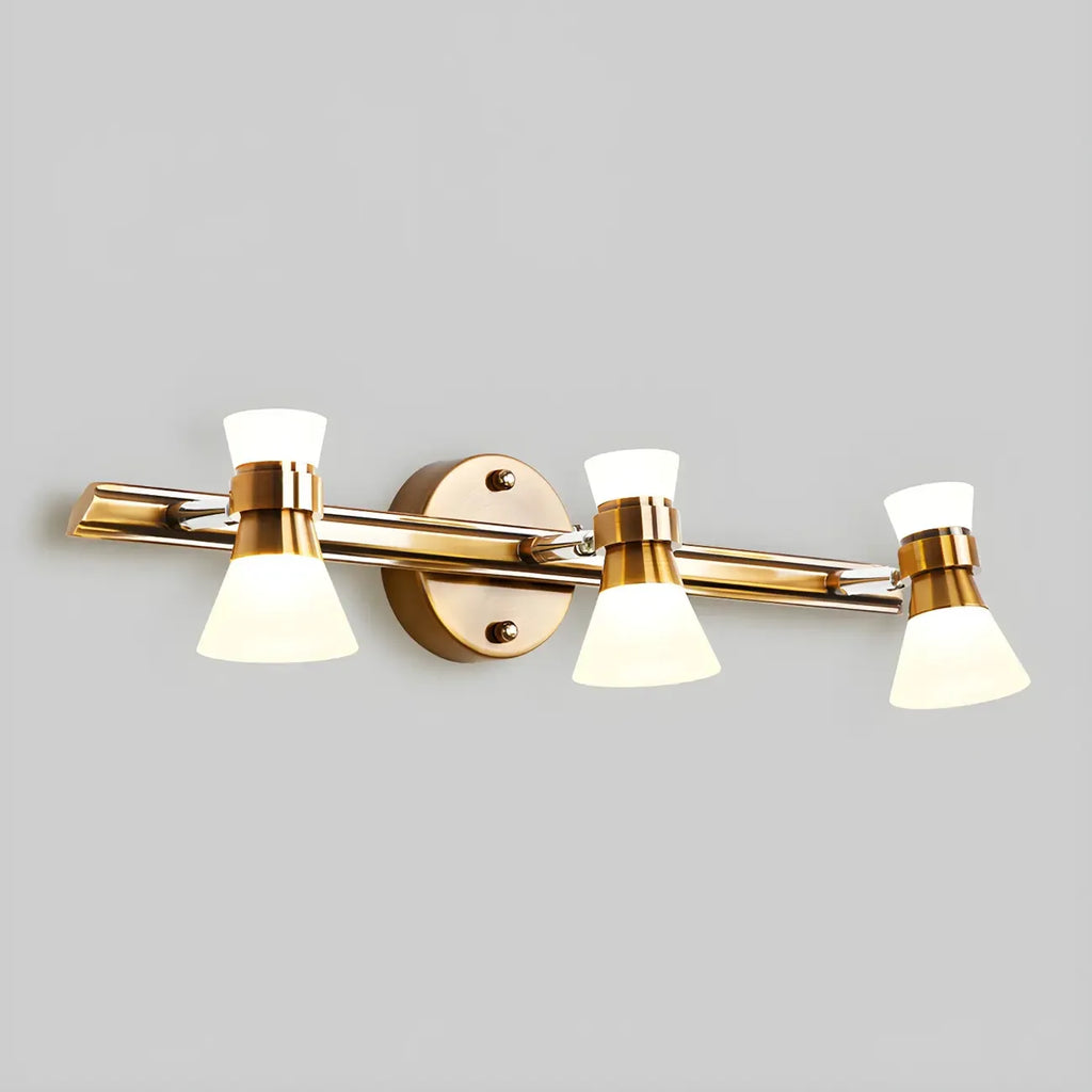 Applique murale LED moderne dorée conique pour salle de bain