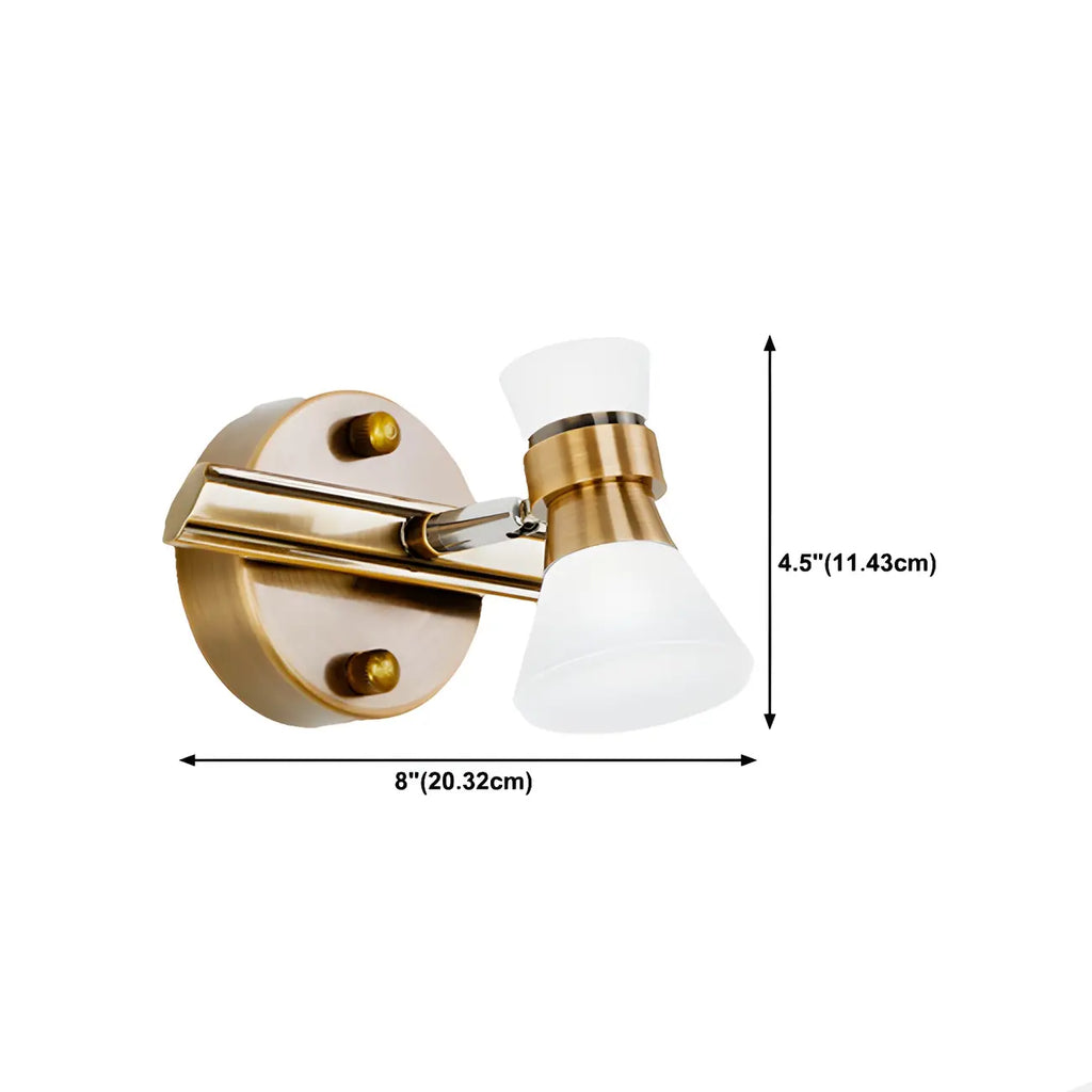 Applique murale LED moderne dorée conique pour salle de bain