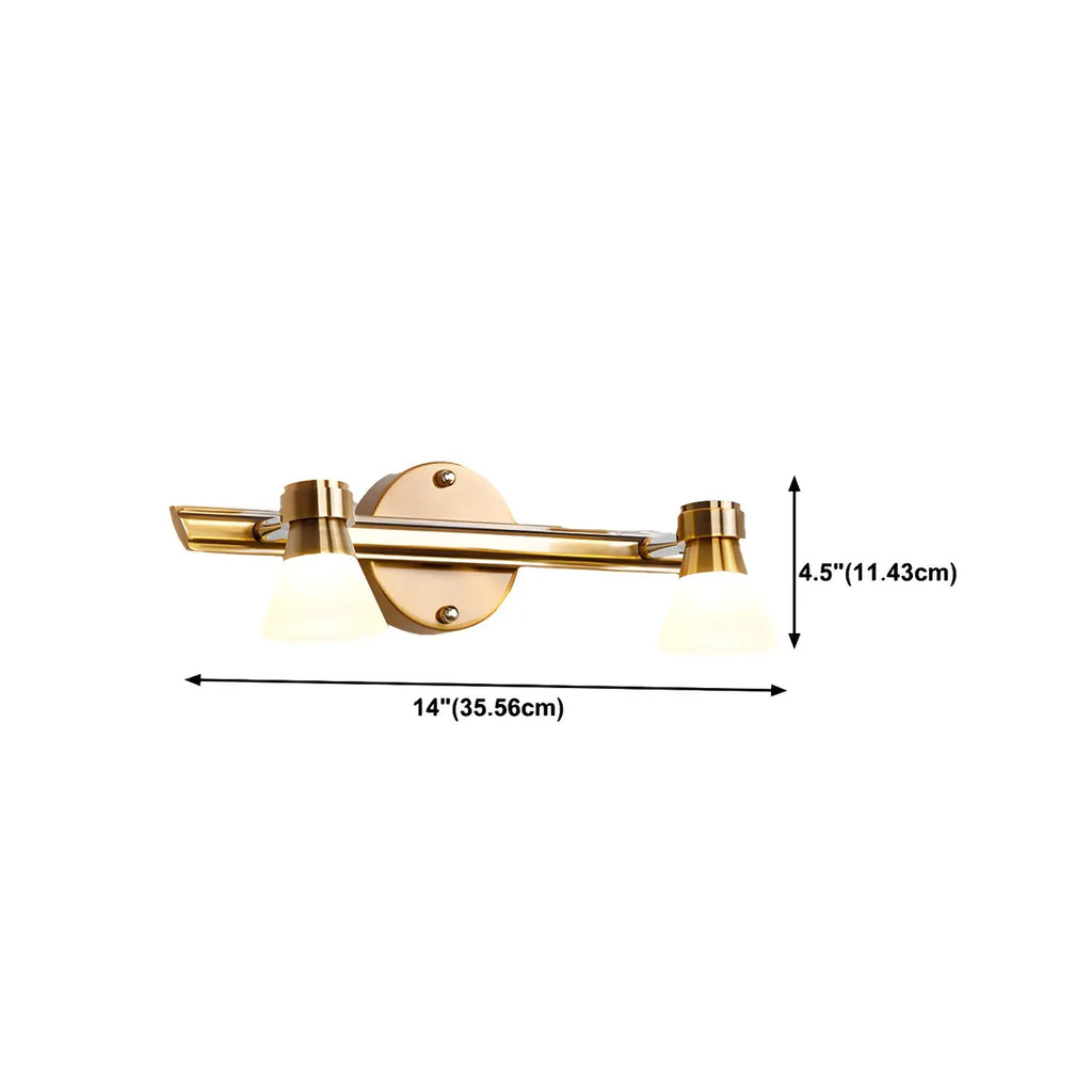 Applique murale LED moderne dorée conique pour salle de bain