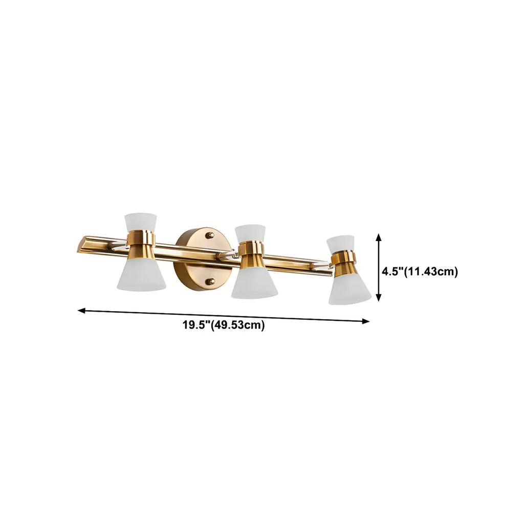 Applique murale LED moderne dorée conique pour salle de bain