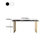 Table de bar haute rectangulaire en marbre noir avec piètement doré