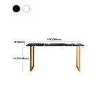 Table de bar haute rectangulaire en marbre noir avec piètement doré