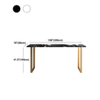 Table de bar haute rectangulaire en marbre noir avec piètement doré