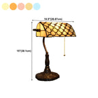 Lampe de table rétro HomeyFad en vitrail LED, style banquier, avec chaînette.