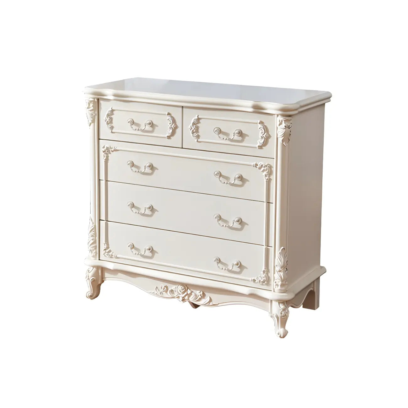 Commode classique en bois blanc avec coffre de rangement