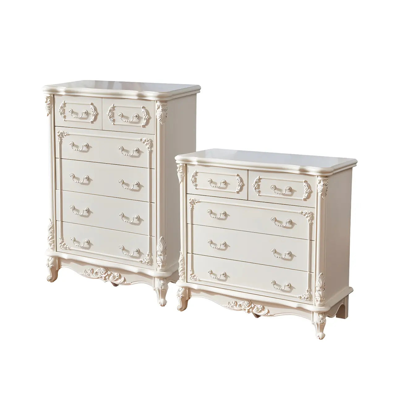 Commode classique en bois blanc avec coffre de rangement