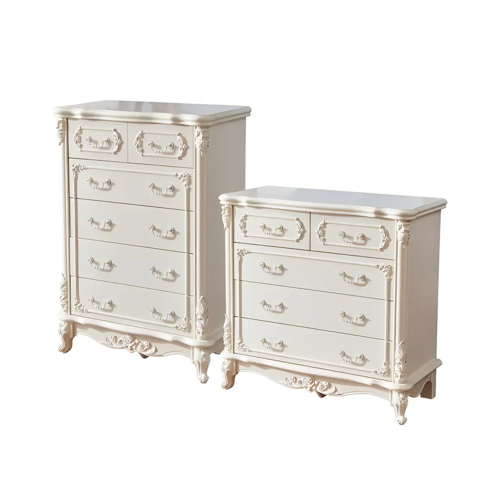 Commode classique en bois blanc avec coffre de rangement