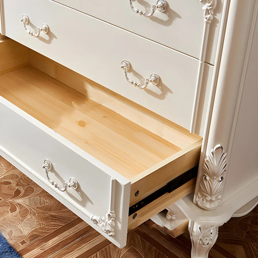 Commode classique en bois blanc avec coffre de rangement