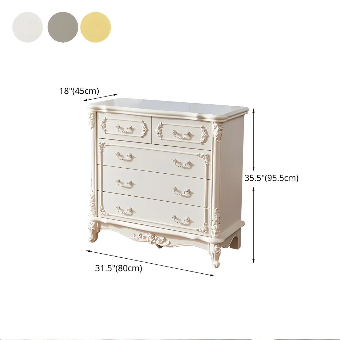 Commode classique en bois blanc avec coffre de rangement