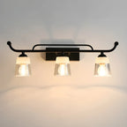Applique da bagno nera a 3 luci moderna con campana in vetro dritta