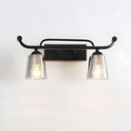 Applique da bagno nera a 3 luci moderna con campana in vetro dritta