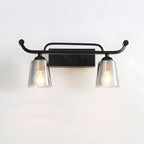 Applique da bagno nera a 3 luci moderna con campana in vetro dritta