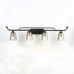 Applique da bagno nera a 3 luci moderna con campana in vetro dritta