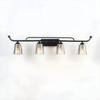 Applique da bagno nera a 3 luci moderna con campana in vetro dritta