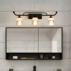 Applique da bagno nera a 3 luci moderna con campana in vetro dritta