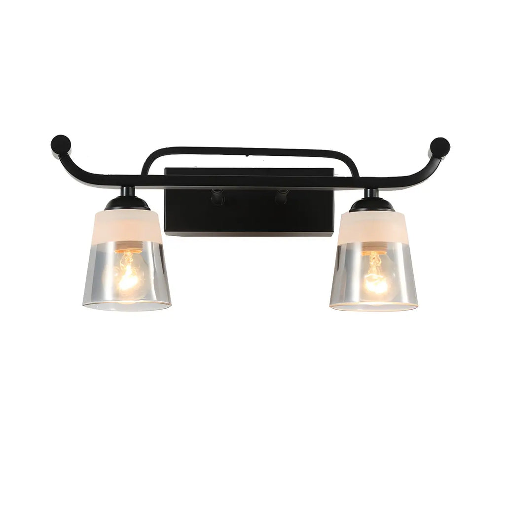 Applique da bagno nera a 3 luci moderna con campana in vetro dritta