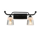 Applique da bagno nera a 3 luci moderna con campana in vetro dritta