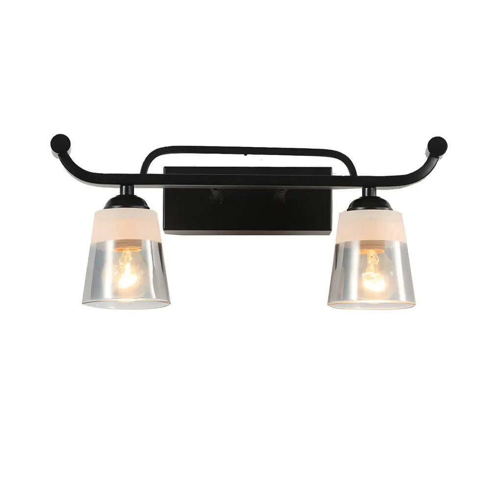 Applique da bagno nera a 3 luci moderna con campana in vetro dritta