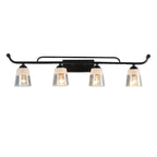 Applique da bagno nera a 3 luci moderna con campana in vetro dritta