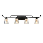 Applique da bagno nera a 3 luci moderna con campana in vetro dritta