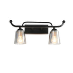 Applique da bagno nera a 3 luci moderna con campana in vetro dritta