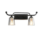 Applique da bagno nera a 3 luci moderna con campana in vetro dritta