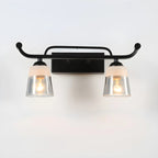 Applique da bagno nera a 3 luci moderna con campana in vetro dritta