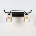 Applique da bagno nera a 3 luci moderna con campana in vetro dritta