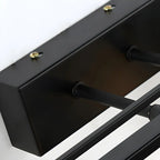 Applique da bagno nera a 3 luci moderna con campana in vetro dritta