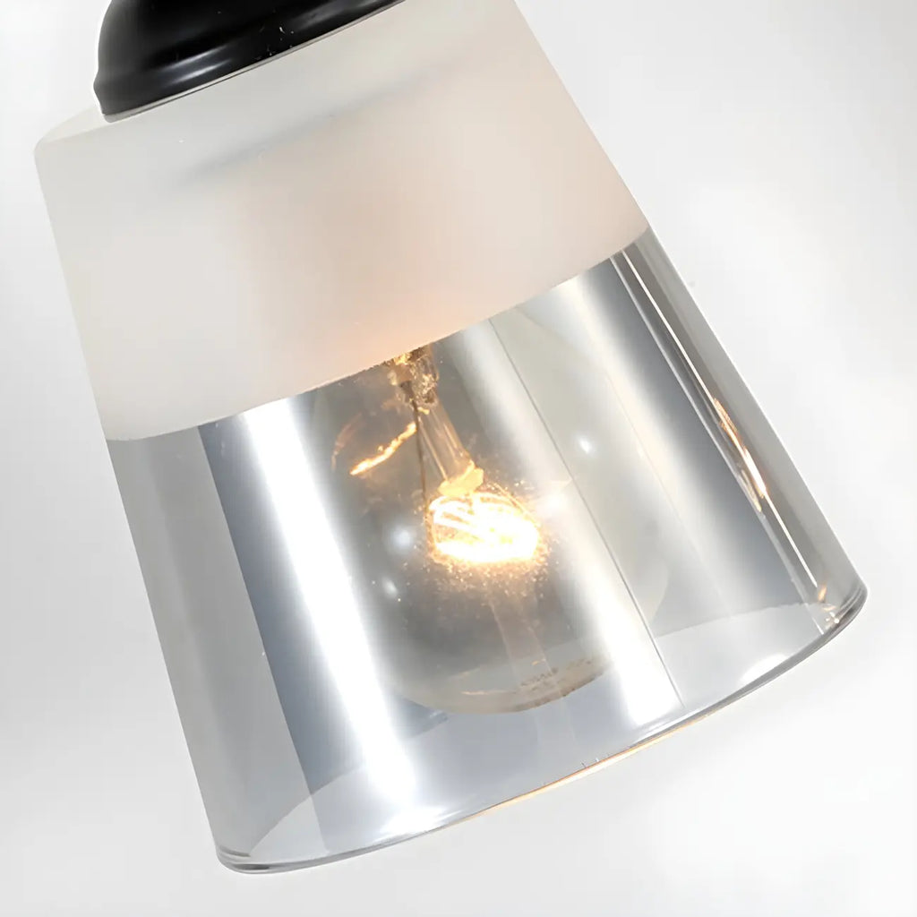 Applique da bagno nera a 3 luci moderna con campana in vetro dritta