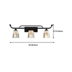 Applique da bagno nera a 3 luci moderna con campana in vetro dritta