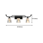 Applique da bagno nera a 3 luci moderna con campana in vetro dritta