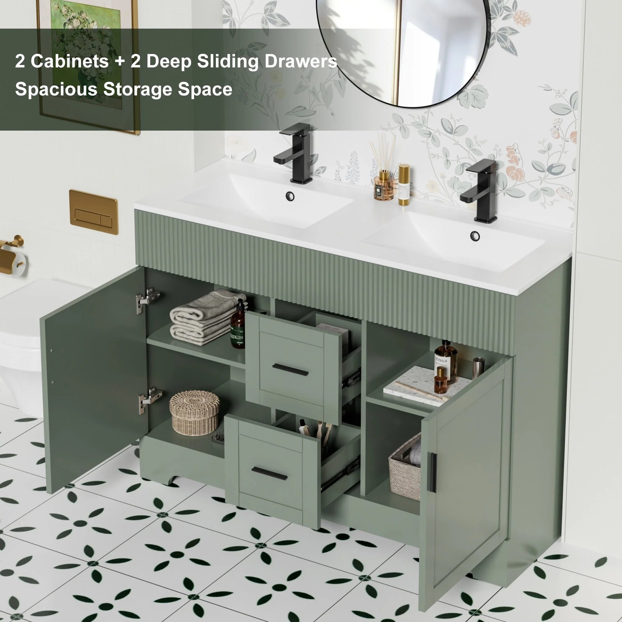 Ensemble meuble-lavabo Wavy Line 30/36/48 avec lavabo et robinet