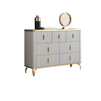 Commodes et coffres élégants en bois gris avec poignées dorées