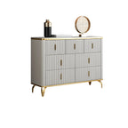 Commodes et coffres élégants en bois gris avec poignées dorées