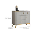 Commodes et coffres élégants en bois gris avec poignées dorées