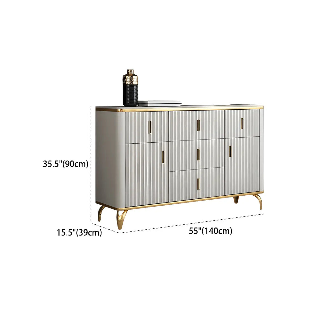 Commodes et coffres élégants en bois gris avec poignées dorées