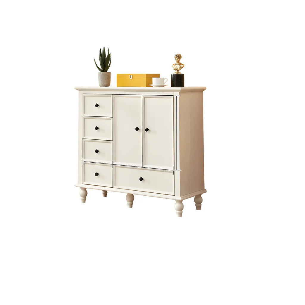 Commode verticale glamour en bois blanc avec armoire