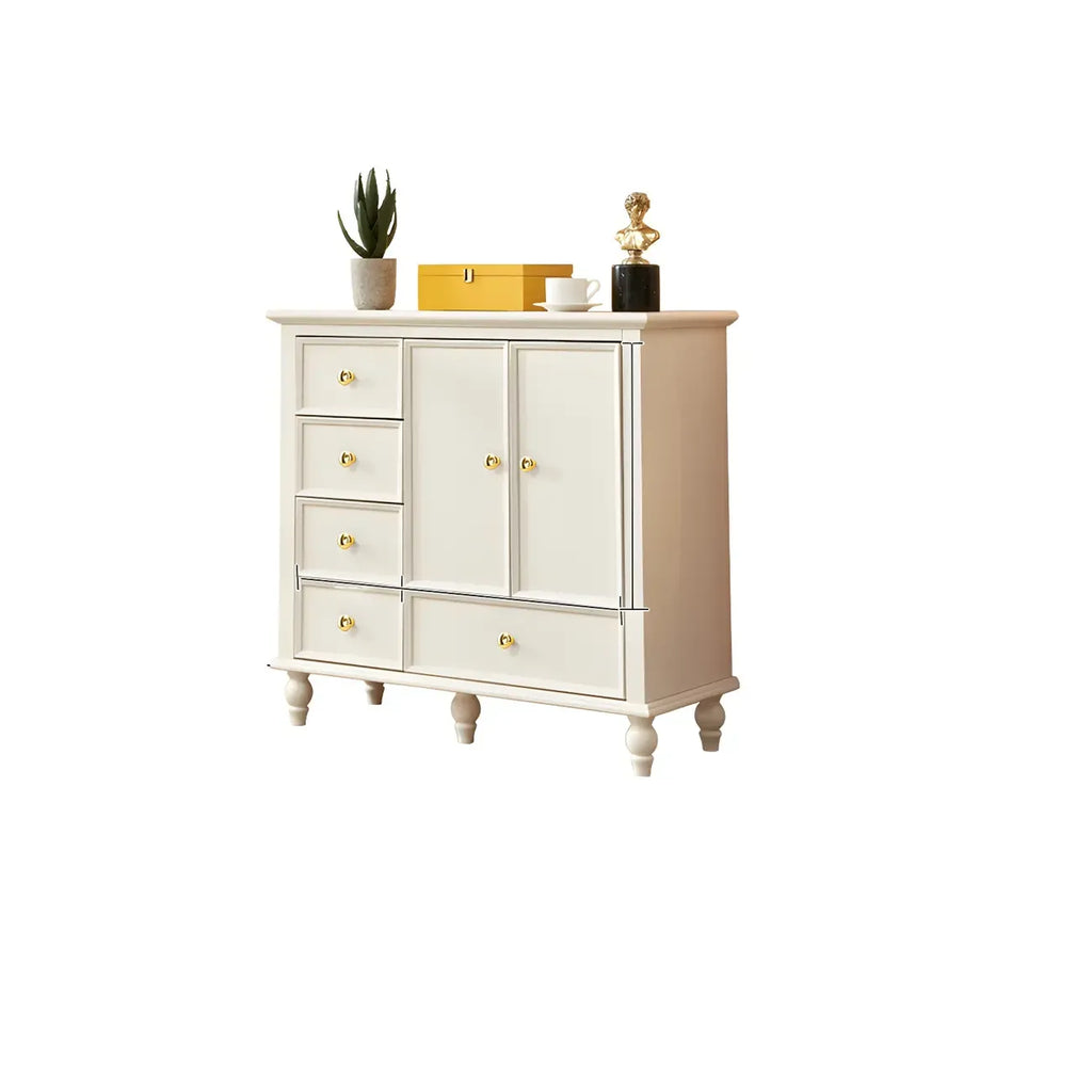 Commode verticale glamour en bois blanc avec armoire