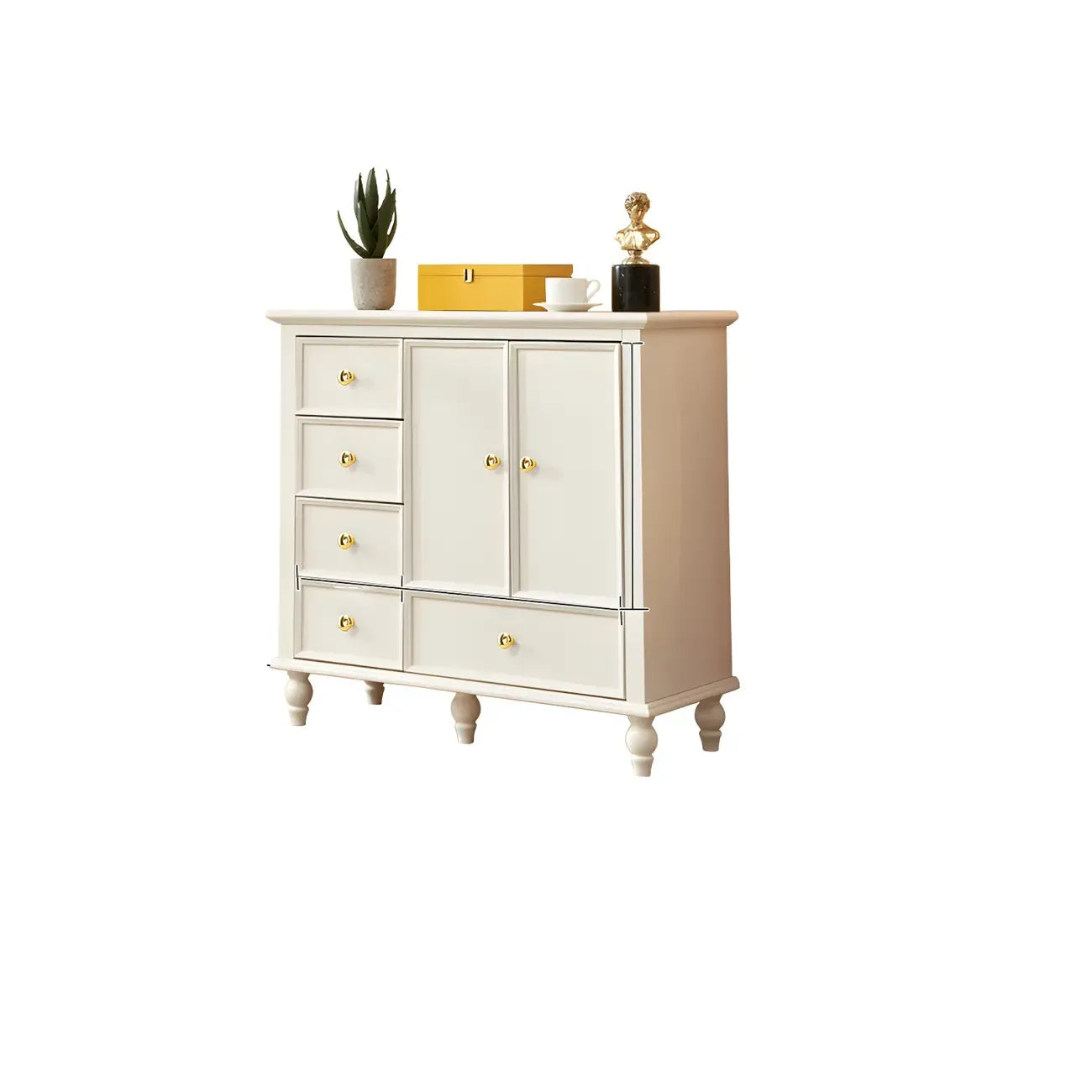 Commode verticale glamour en bois blanc avec armoire