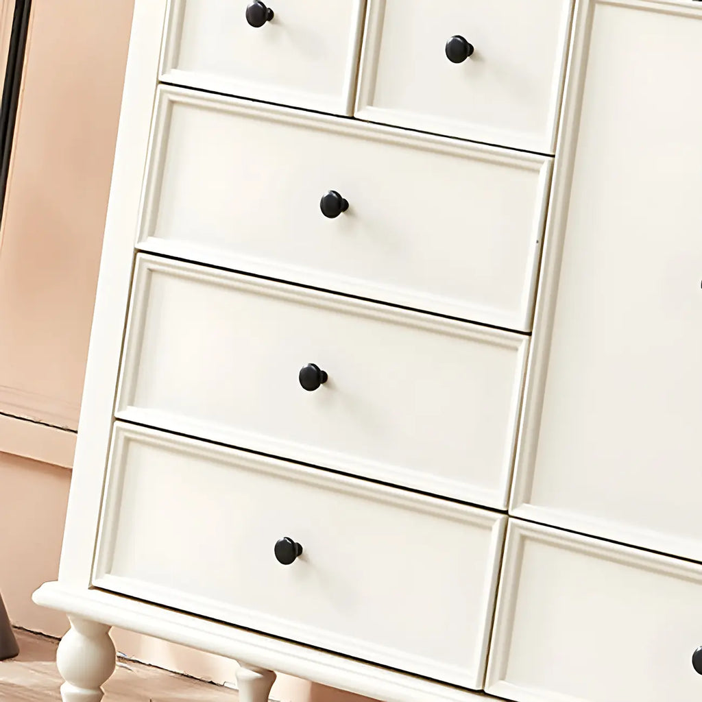 Commode verticale glamour en bois blanc avec armoire