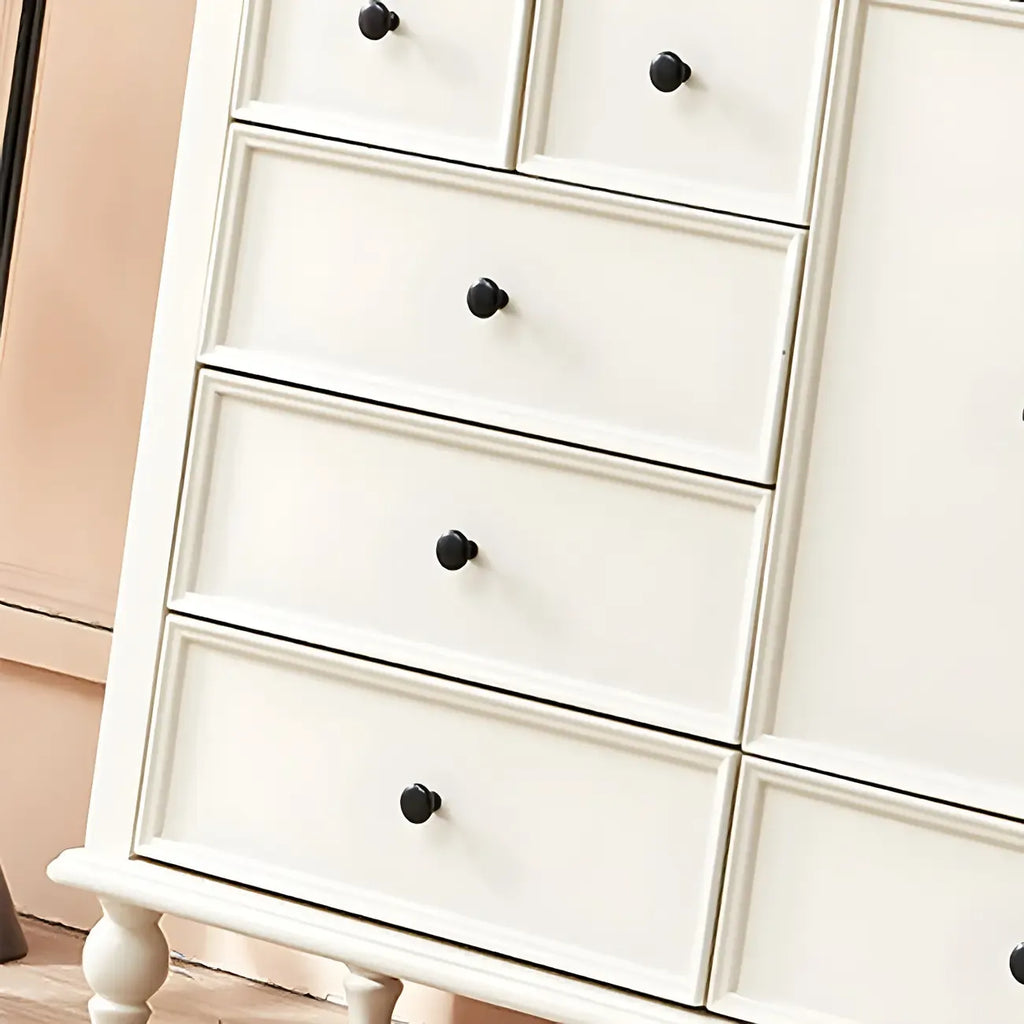 Commode verticale glamour en bois blanc avec armoire