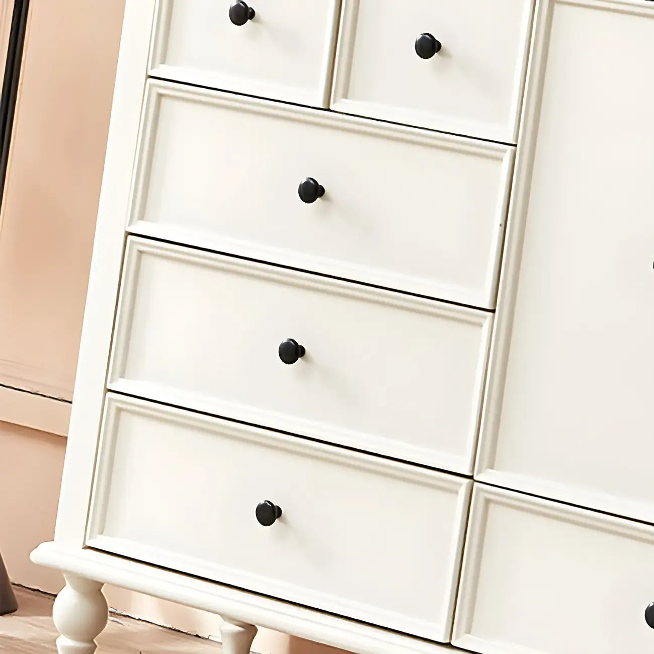 Commode verticale glamour en bois blanc avec armoire