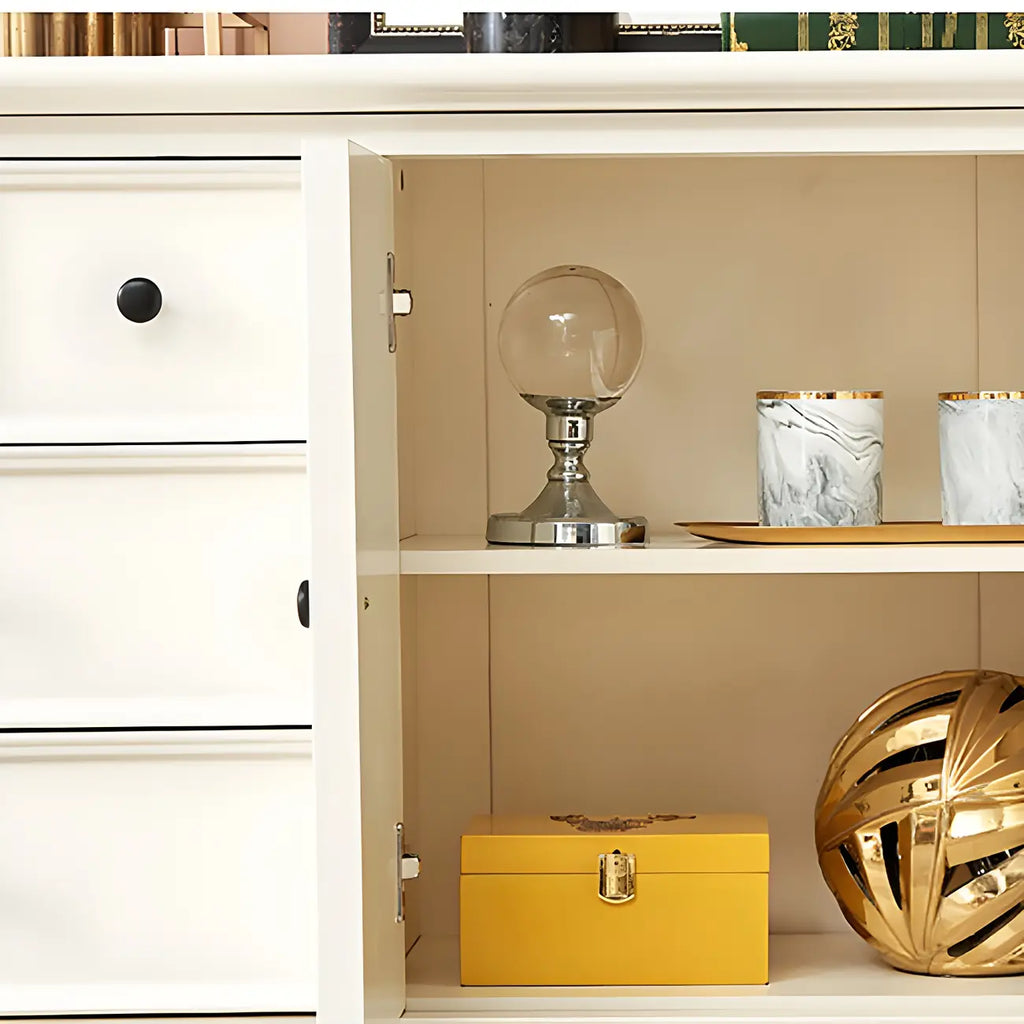 Commode verticale glamour en bois blanc avec armoire