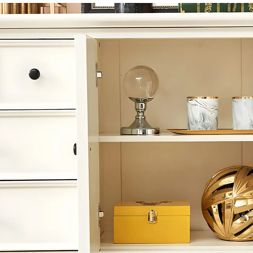 Commode verticale glamour en bois blanc avec armoire