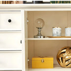 Commode verticale glamour en bois blanc avec armoire