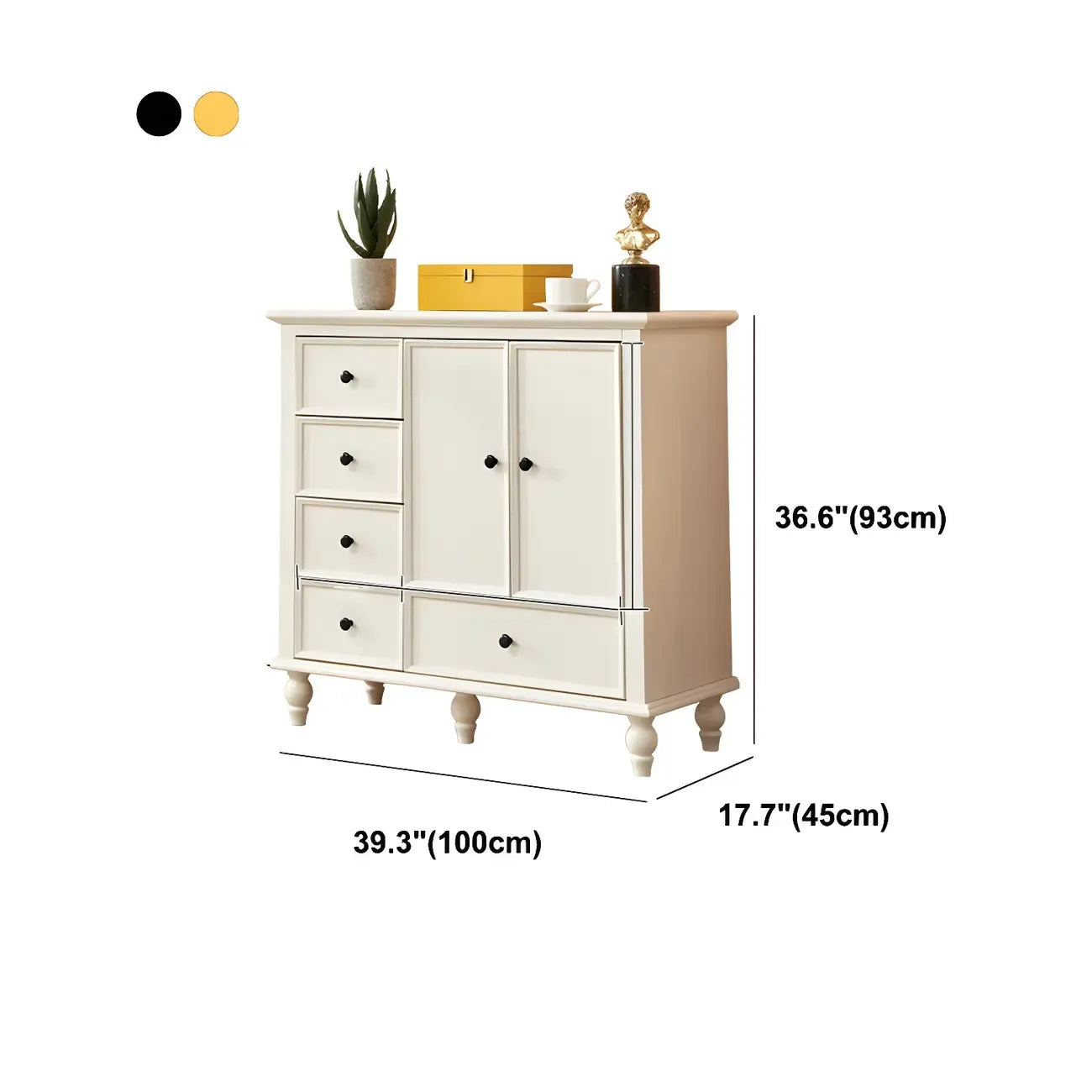 Commode verticale glamour en bois blanc avec armoire