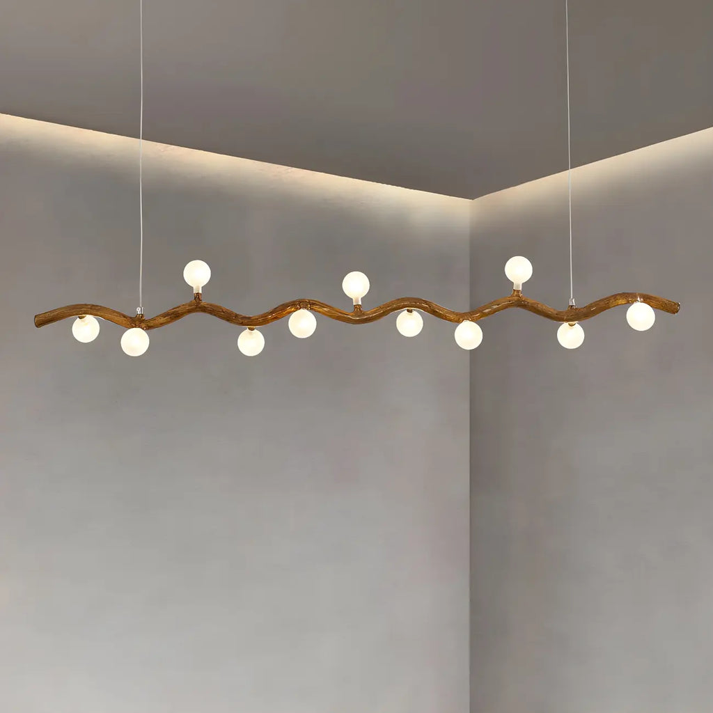 Suspension linéaire moderne en verre brun pour îlot de cuisine