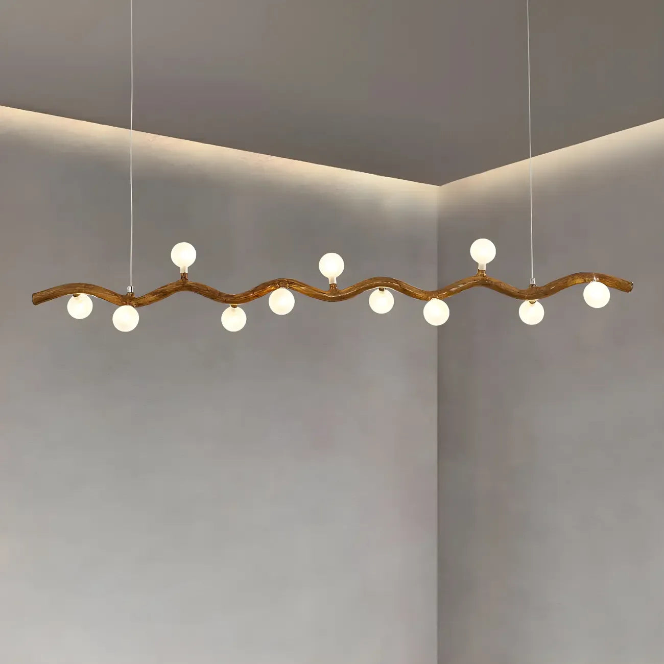 Suspension linéaire moderne en verre brun pour îlot de cuisine
