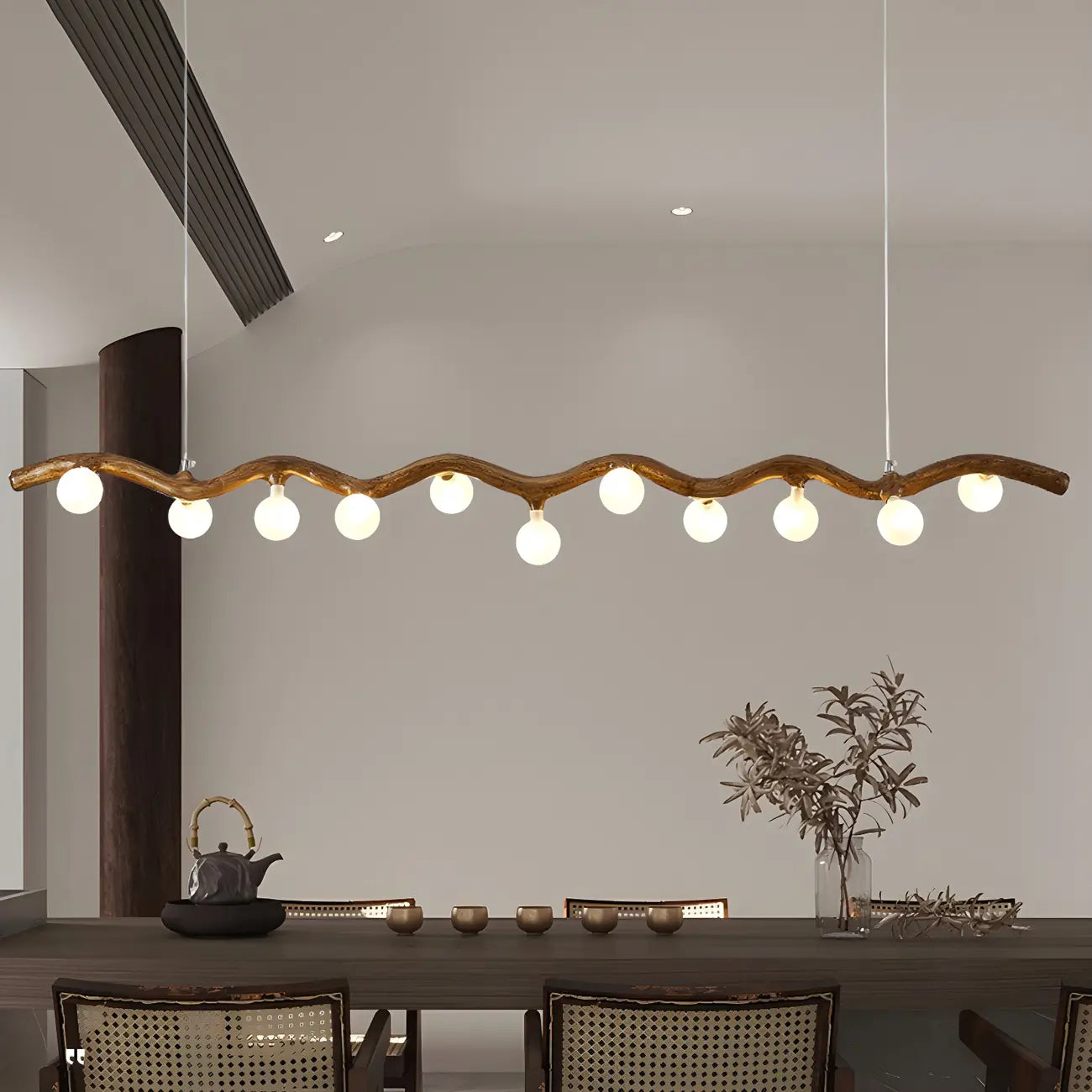 Suspension linéaire moderne en verre brun pour îlot de cuisine